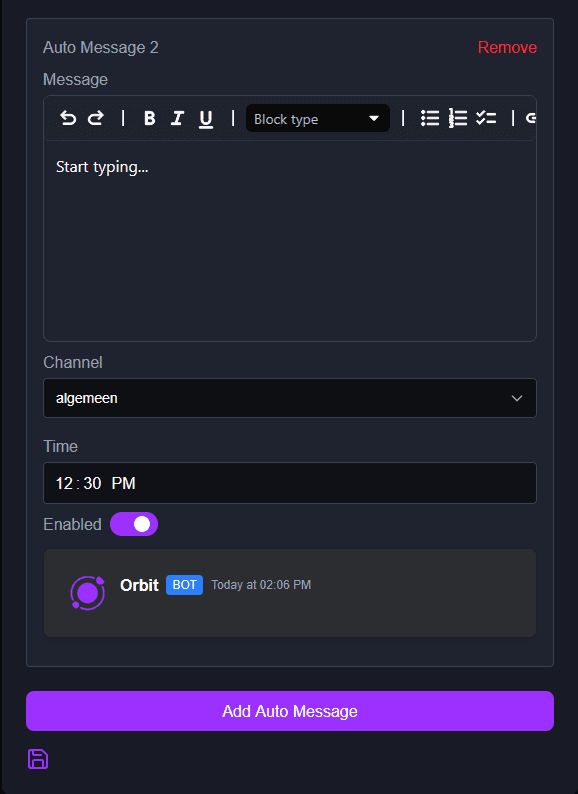 Bot Settings Screenshot