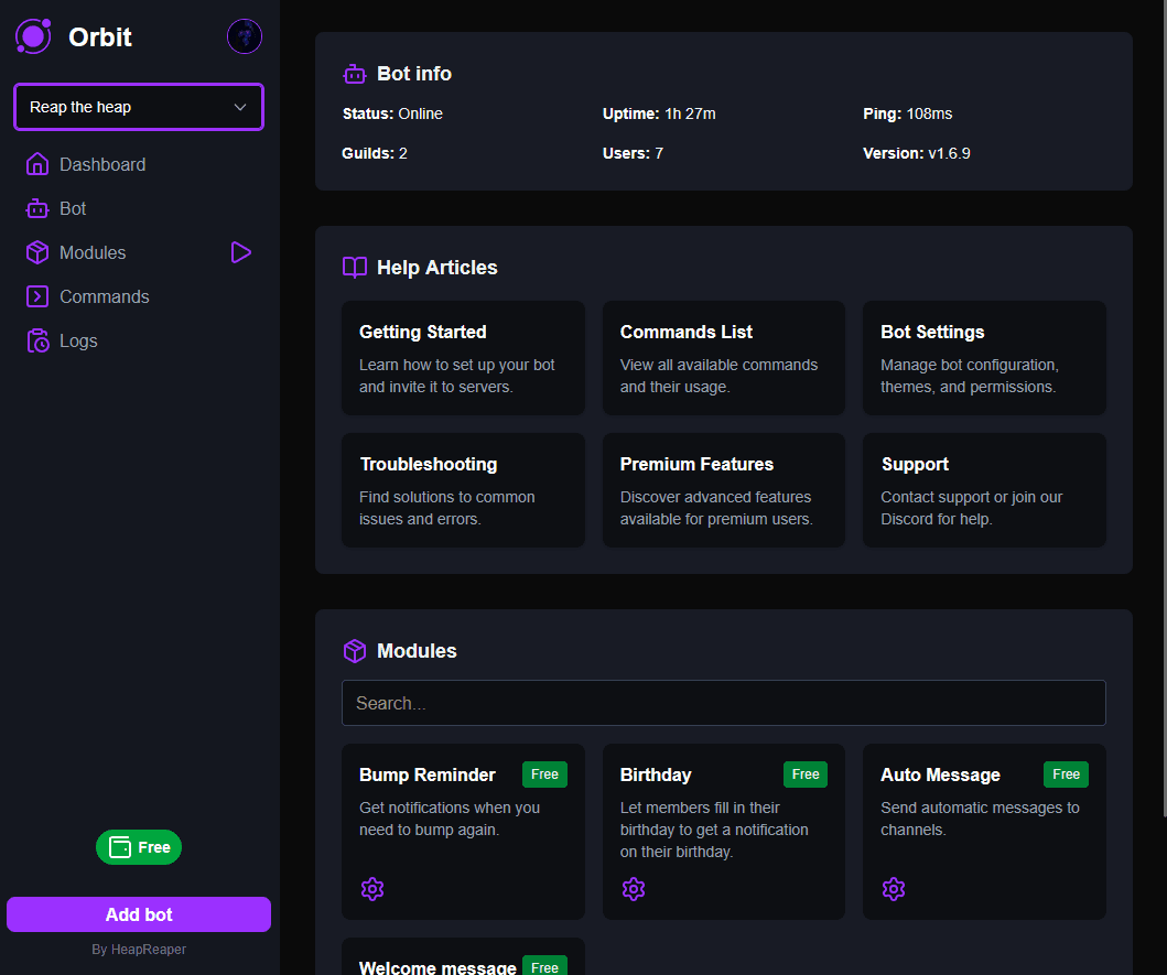 Bot Settings Screenshot